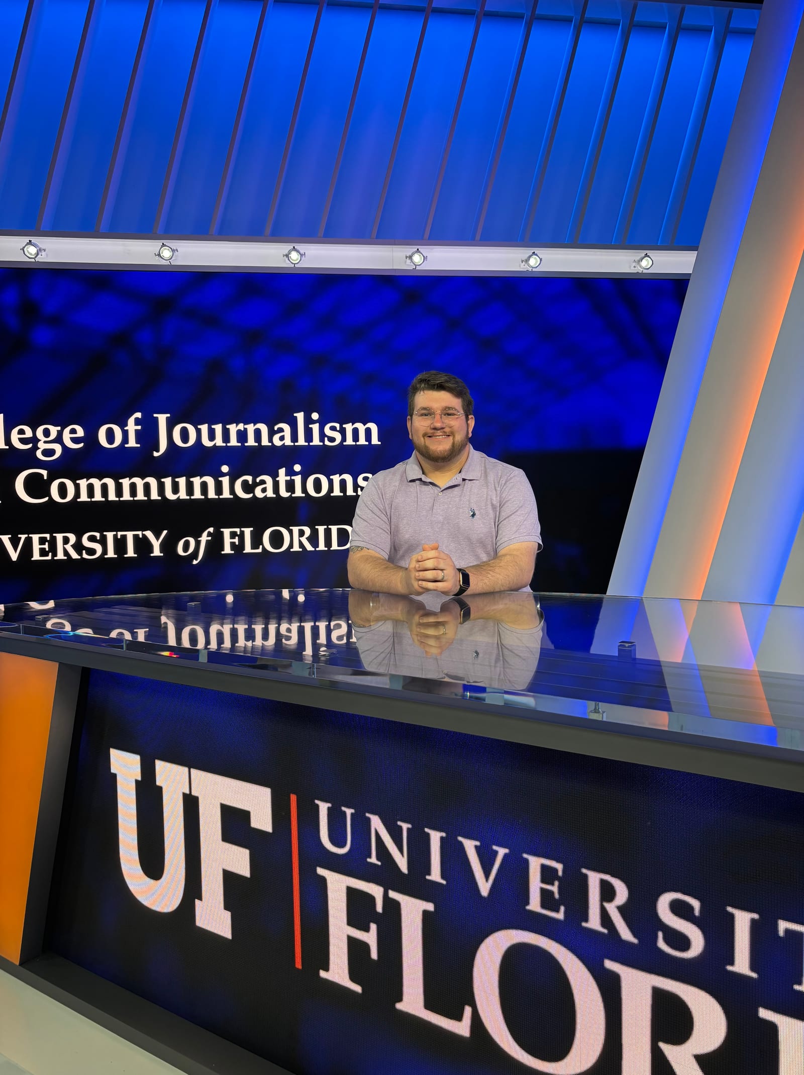Carston Handy at the UF College of Journalism and Communications studio